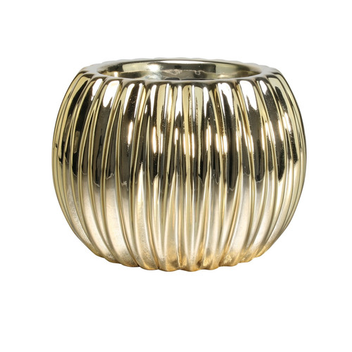 Gold Elecroplated Ribbed Orchid Pot (14.6cm) Gold Elecroplated Ribbed Orchid Pot (14.6cm)