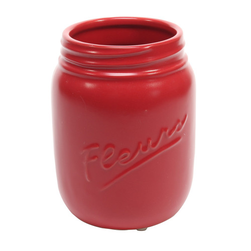 Cosy Red Fleurs Ceramic Jar (15cm x 9cm) Cosy Red Fleurs Ceramic Jar (15cm x 9cm)