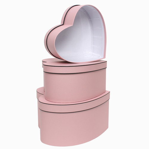 Pink Heart with Trim Hat Box (Set of 3) Pink Heart with Trim Hat Box (Set of 3)