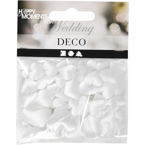 Satin Hearts. Size 10+20 Mm. Thickness 1-2 Mm. 70 Asstd. White Satin Hearts. Size 10+20 Mm. Thickness 1-2 Mm. 70 Asstd. White