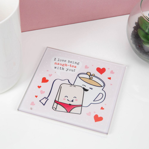 For Your Eyes Only Glass Coaster - Tea with You For Your Eyes Only Glass Coaster - Tea with You