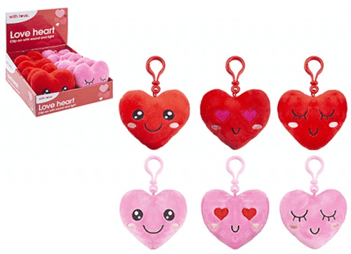 4 Inch Love Heart Keyring Clip (Assorted Designs) 4 Inch Love Heart Keyring Clip (Assorted Designs)