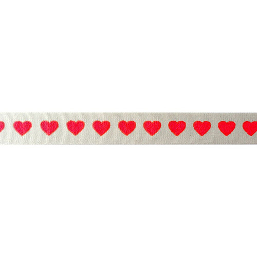 Cream Red Hearts Ribbon 15mm Cream Red Hearts Ribbon 15mm
