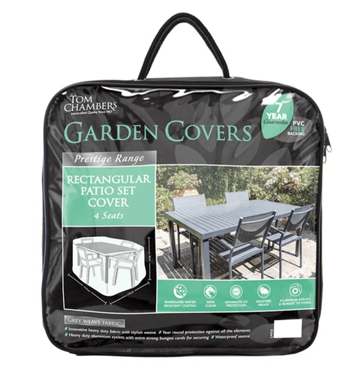 Tom Chambers 4 Seat Rectangular Patio Set Cover- Grey