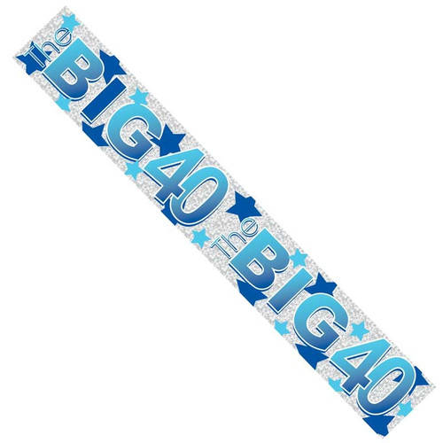 40th Birthday Blue Stars Foil Banner 40th Birthday Blue Stars Foil Banner