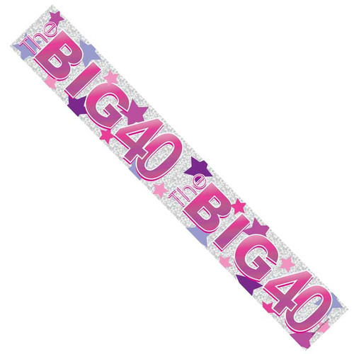 40th Pink Stars Birthday Banner 40th Pink Stars Birthday Banner