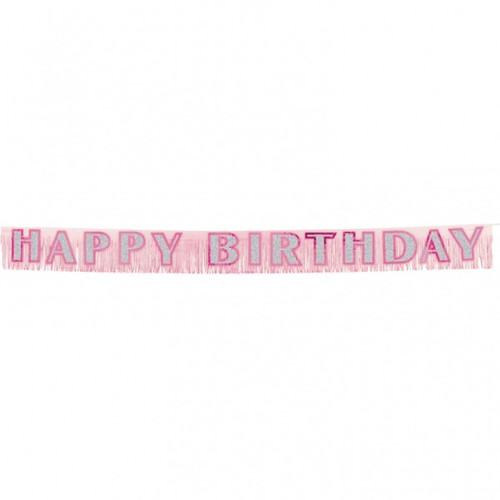 Giant Birthday Pink Fringed Banner