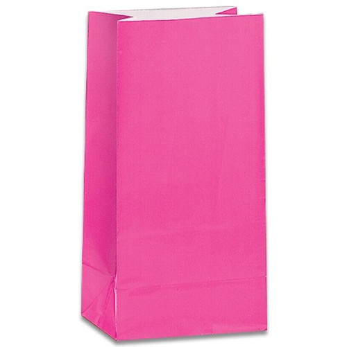 Bright Pink Paper Party Bags x12 Bright Pink Paper Party Bags x12