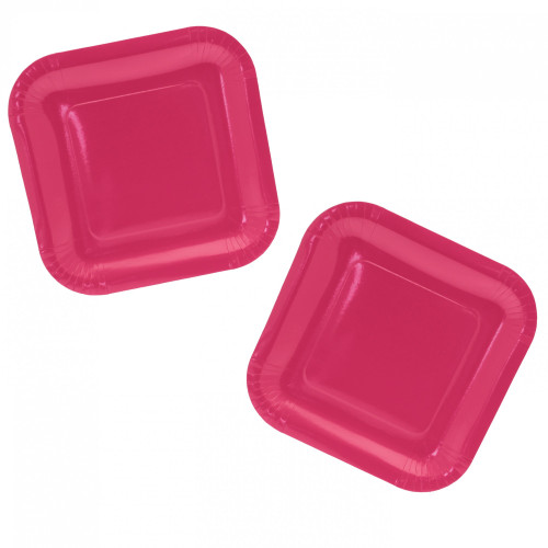 9 Inch Hot Pink Square Paper Plates (8pk) 9 Inch Hot Pink Square Paper Plates (8pk)