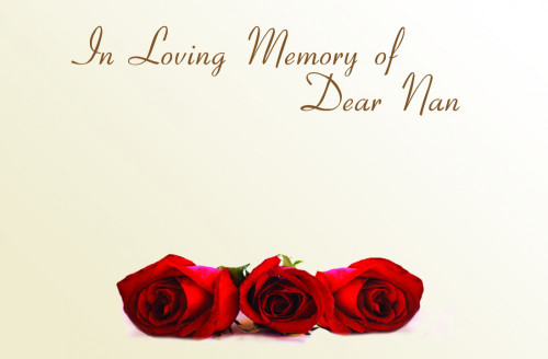In Loving Memory Dear Nan Card (x50) In Loving Memory Dear Nan Card (x50)