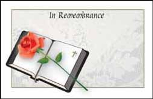 Rose/Bible-In Remembrance Card Rose/Bible-In Remembrance Card