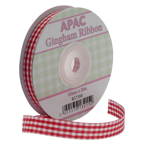 Red Gingham Ribbon (15mm)