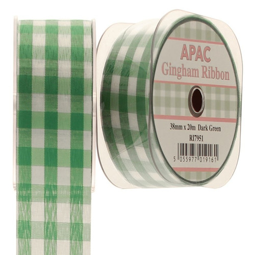 38mm Dark Green Large Gingham Check Ribbon 38mm Dark Green Large Gingham Check Ribbon