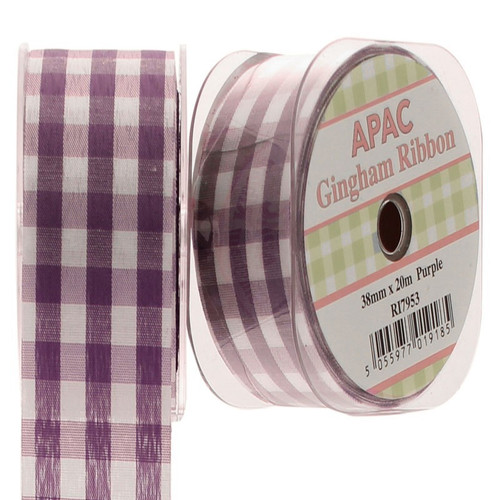 38mm Purple Large Gingham Check Ribbon 38mm Purple Large Gingham Check Ribbon