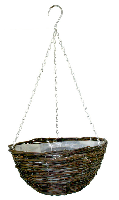 Round Black Rattan Hanging Basket (35cm)