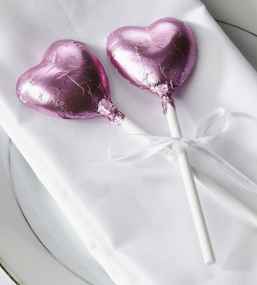 Pink Chocolate Heart Lollipops Pink Chocolate Heart Lollipops