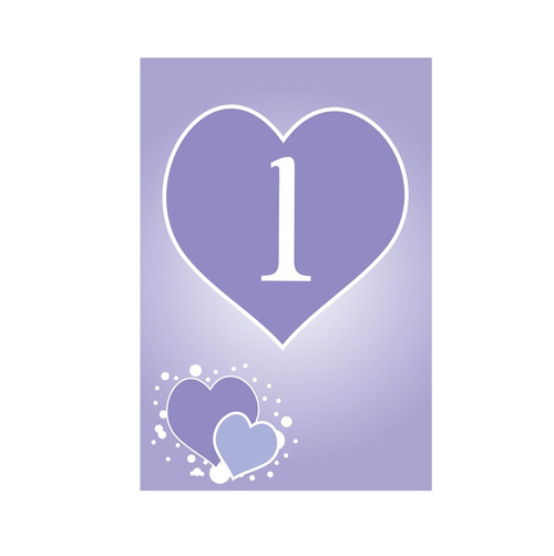 Lilac Hearts Table Numbers