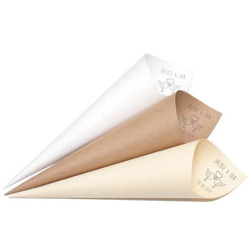 Personalised Love Birds Confetti Cones (x10)