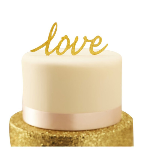 Gold Sparkling Love Cake Topper Gold Sparkling Love Cake Topper