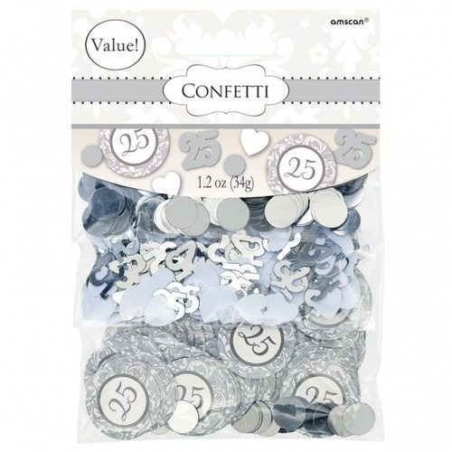Silver 25th Wedding Anniversary Confetti (3pk) Silver 25th Wedding Anniversary Confetti (3pk)