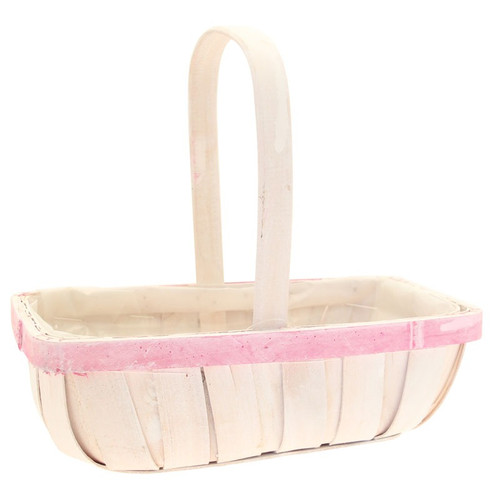 Large White Trug with Pink Rim