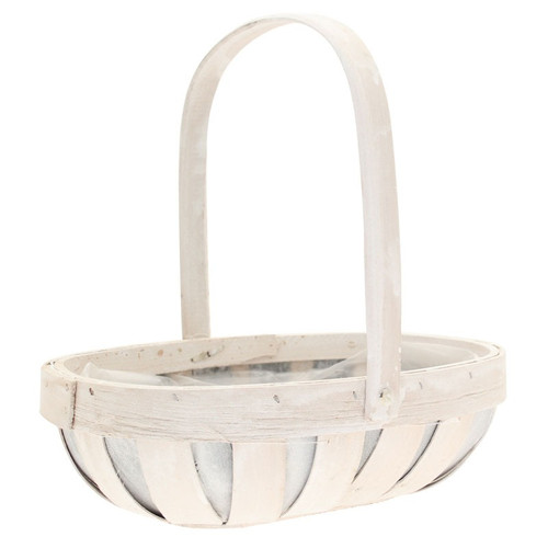Rustic White Trug with Folding Handle