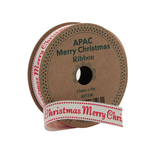 15mm Merry Christmas Ribbon
