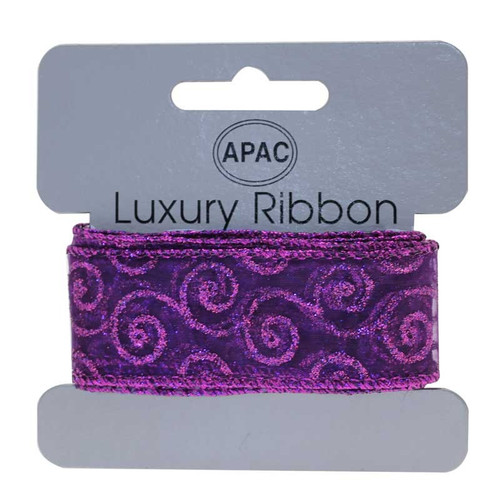 Purple with Glitter Swirls Ribbon (30mm x 2m) Purple with Glitter Swirls Ribbon (30mm x 2m)