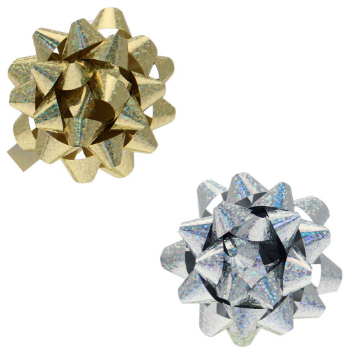 Holographic Silver & Gold Galaxy Bows (x15)