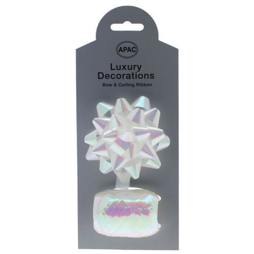 Iridescent White Galaxy Bow and Cop