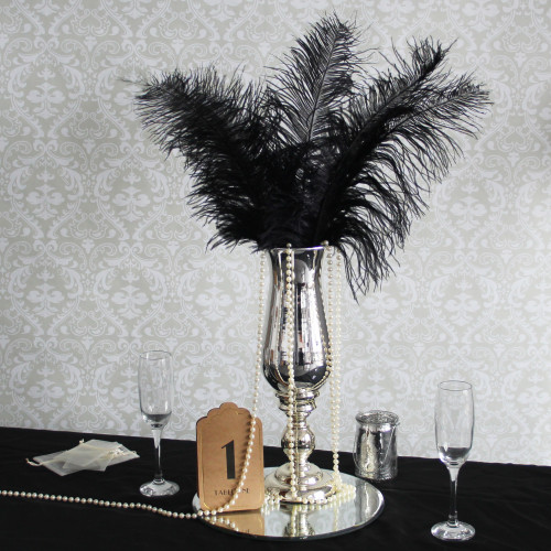 Black Ostrich Feathers (5 Pack)