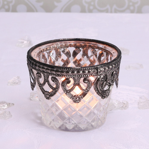 Clear Baroque Tealight Holder 6.5cm