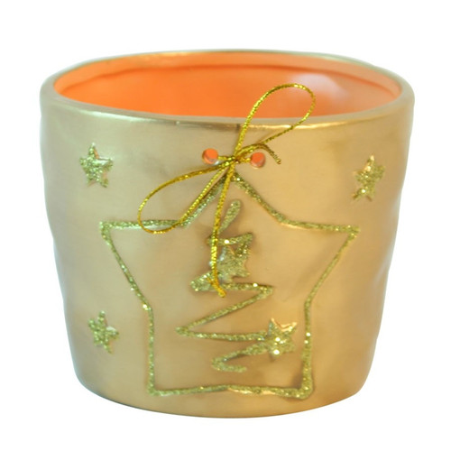 Gold Christmas Tree Flower Pot 13cm 