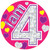 Jumbo I am 4 Hearts Birthday Badge 