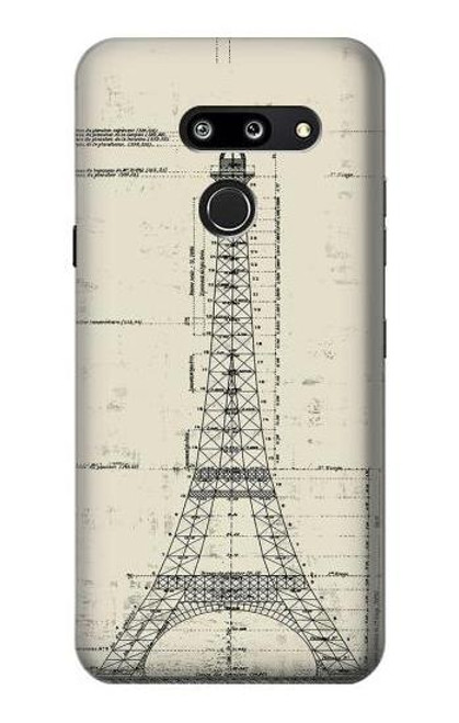 S3474 Eiffel Architectural Drawing Hülle Schutzhülle Taschen für LG G8 ThinQ
