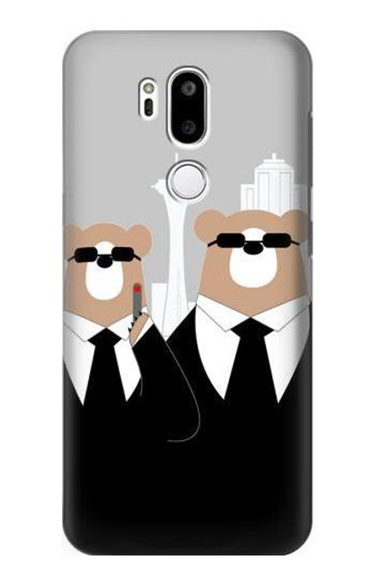 S3557 Bear in Black Suit Hülle Schutzhülle Taschen für LG G7 ThinQ