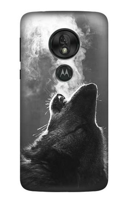 S3505 Wolf Howling Hülle Schutzhülle Taschen für Motorola Moto G7 Power