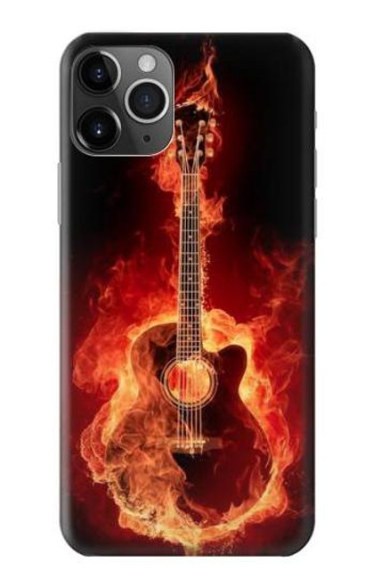 S0415 Fire Guitar Burn Hülle Schutzhülle Taschen für iPhone 11 Pro