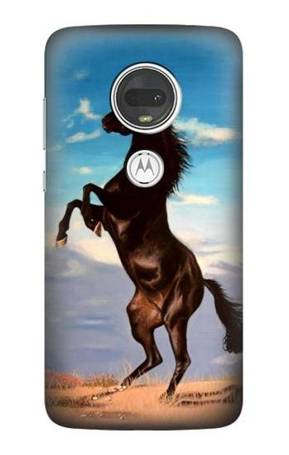 S0934 Wild Black Horse Hülle Schutzhülle Taschen für Motorola Moto G7, Moto G7 Plus