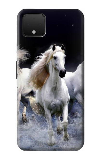 S0246 White Horse Hülle Schutzhülle Taschen für Google Pixel 4