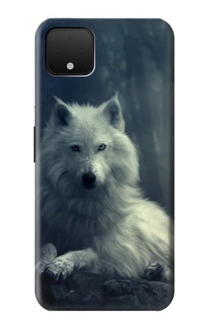 S1516 White Wolf Hülle Schutzhülle Taschen für Google Pixel 4