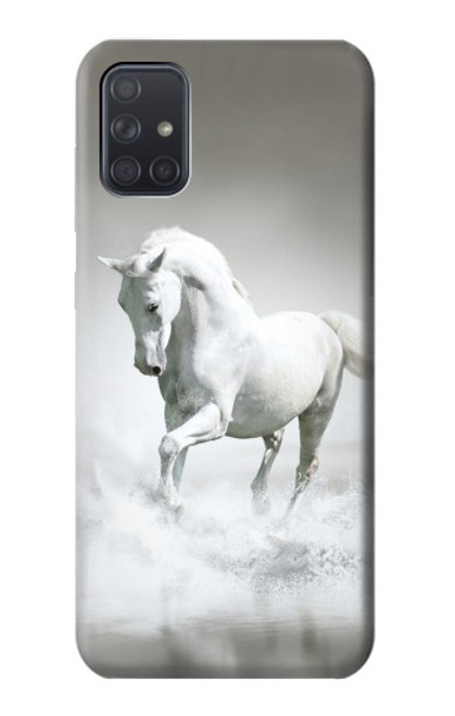 S0932 White Horse Hülle Schutzhülle Taschen für Samsung Galaxy A71
