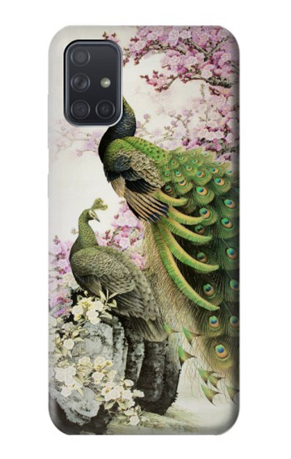 S2773 Peacock Chinese Brush Painting Hülle Schutzhülle Taschen für Samsung Galaxy A71