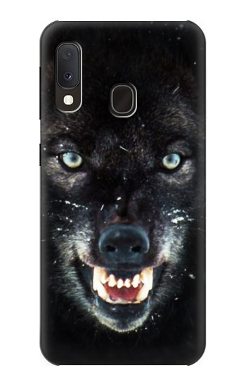 S2823 Black Wolf Blue Eyes Face Hülle Schutzhülle Taschen für Samsung Galaxy A20e
