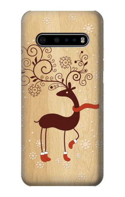 S3081 Wooden Raindeer Graphic Printed Hülle Schutzhülle Taschen für LG V60 ThinQ 5G