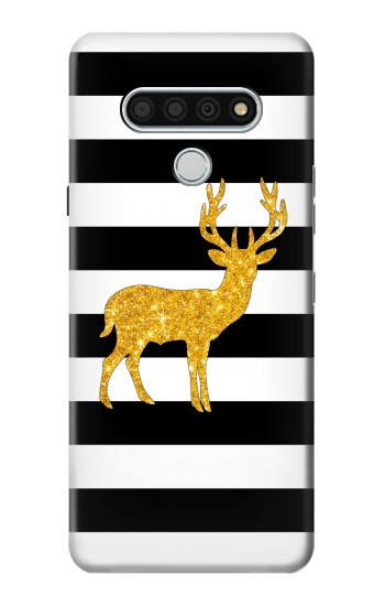 S2794 Black and White Striped Deer Gold Sparkles Hülle Schutzhülle Taschen für LG Stylo 6