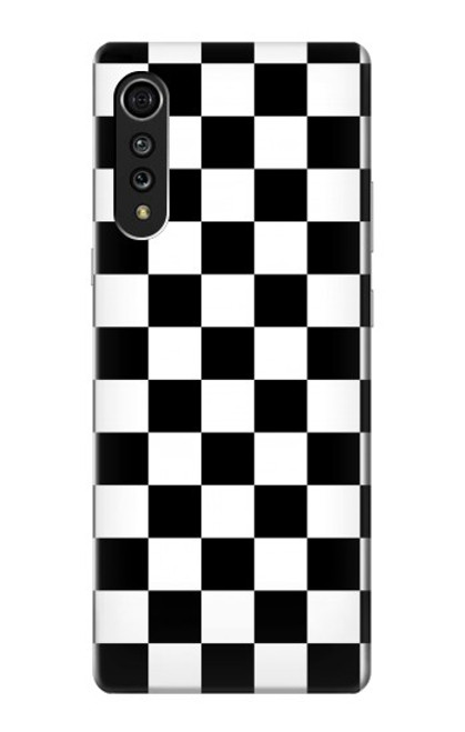 S1611 Black and White Check Chess Board Hülle Schutzhülle Taschen für LG Velvet