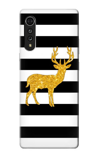 S2794 Black and White Striped Deer Gold Sparkles Hülle Schutzhülle Taschen für LG Velvet