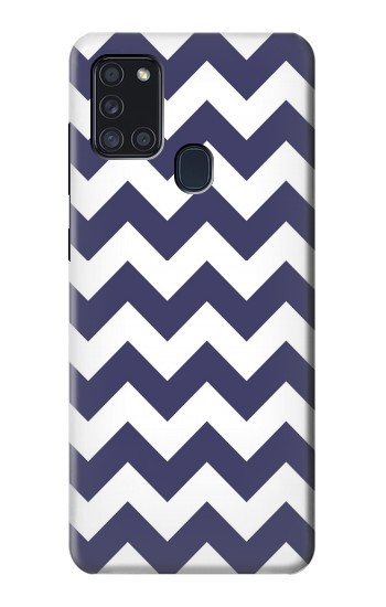 S2345 Navy Blue Shavron Zig Zag Pattern Hülle Schutzhülle Taschen für Samsung Galaxy A21s