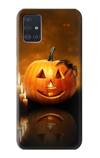 S1083 Pumpkin Spider Candles Halloween Hülle Schutzhülle Taschen für Samsung Galaxy A51 5G